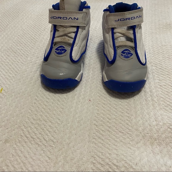 Jordan Pro Strong White Racer Blue Wolf Gray Child 9c Toddler Sneakers - Picture 7 of 8